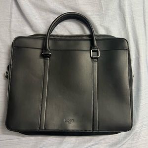 MNG Black Faux Leather Laptop Bag